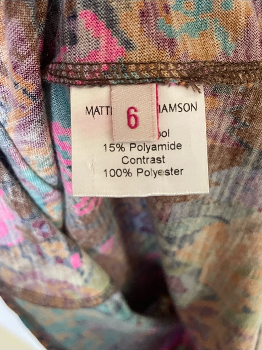 Matthew Williamson Dress Size 6 Colorful Wool Button Geometric Boho Abstract - Picture 9 of 11